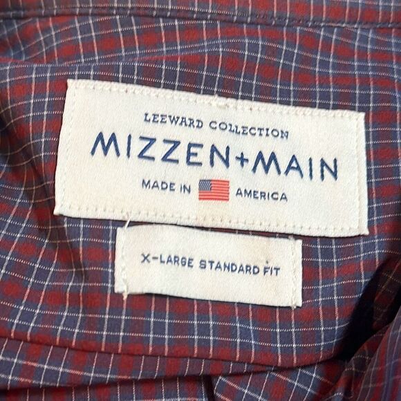Mizzen + Main Leeward Collection Gingham Dress Shirt size XL Standard Fit Blue - Picture 5 of 8